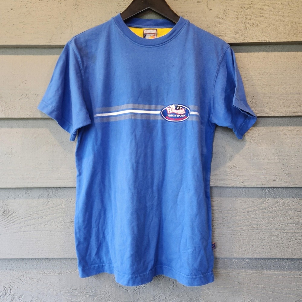 Flamehead Streetwear Shirt Youth XL Blue Raceway Brakes Embroidered Graphic Tee
